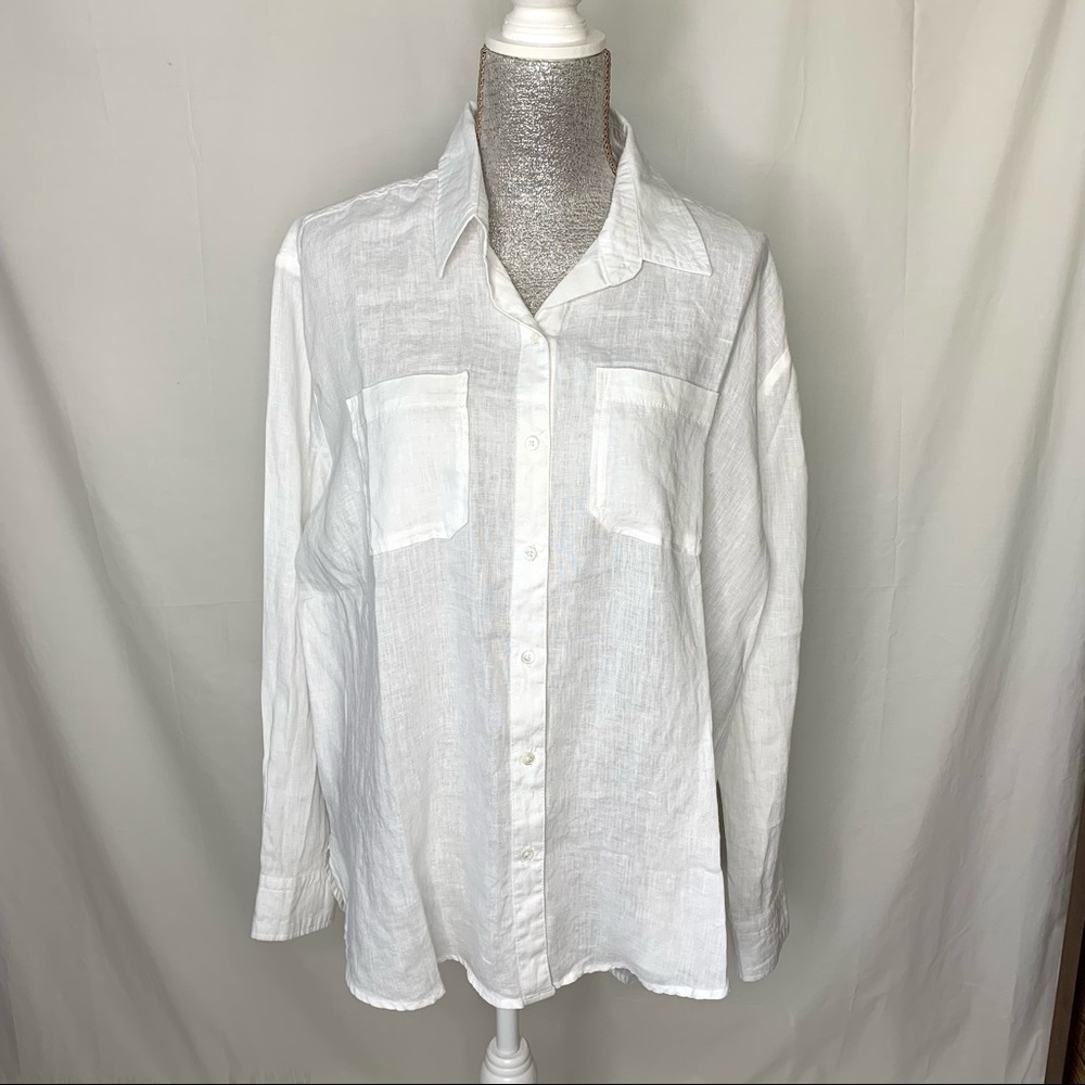 JAMES PERSE Casual Linen White Shirt SIZE 4 NWT - Picture 6 of 13